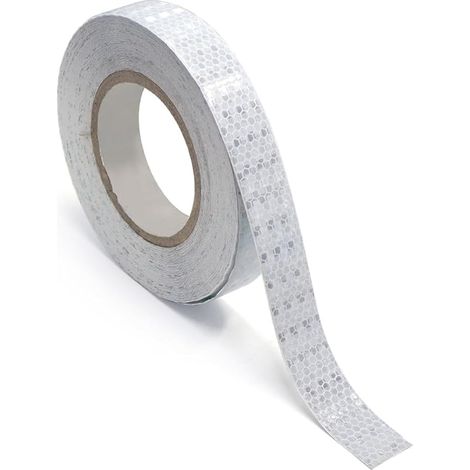 25m x 2.5 cm Ruban Réfléchissant de Auto-adhésive Ruban D'avertissement Réfléchissant de Argent étanche Bande Reflechissante pour Voitures, Remorques, Vélo(Blanc) (1/5)