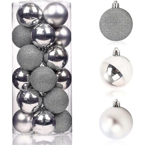 Élégantes boules de Noël argentées pour la décoration des fêtes (1/5)
