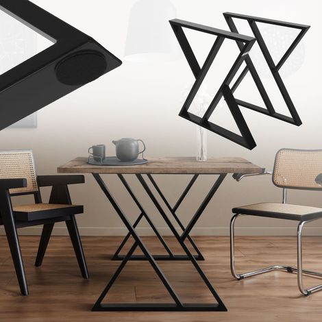 ML-Design Set 2x Patas de Mesa 69 x AL72 cm Forma de X Soporte Negro de Metal en Acero Recubierto de Polvo Bastidor para Escritorio Corredores para Tablero Pie Armazón Diseño Industrial DIY (1/5)