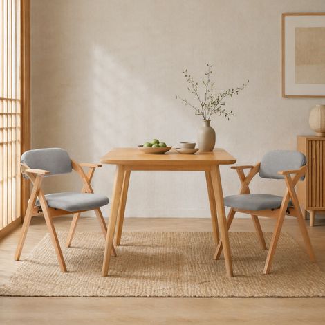 Lot de 2 chaises pliantes rembourrées avec accoudoirs, grises, pour cuisine, bureau et réceptions (1/5)