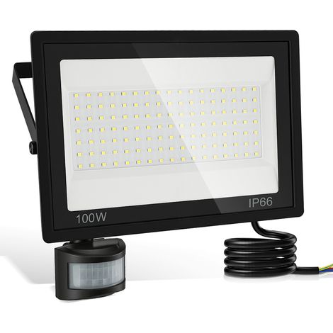 Randaco LED Fluter mit Bewegungssensor 100W Außenbeleuchtung Scheinwerfer Strahler Kaltweiß