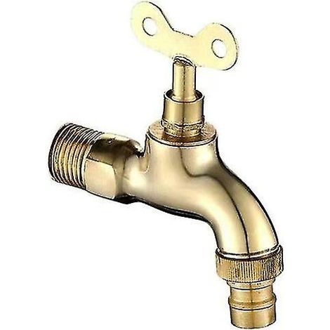 Robinet extérieur tout cuivre avec serrure, style vintage, antivol, interrupteur à clé, ouverture lente (1/3)