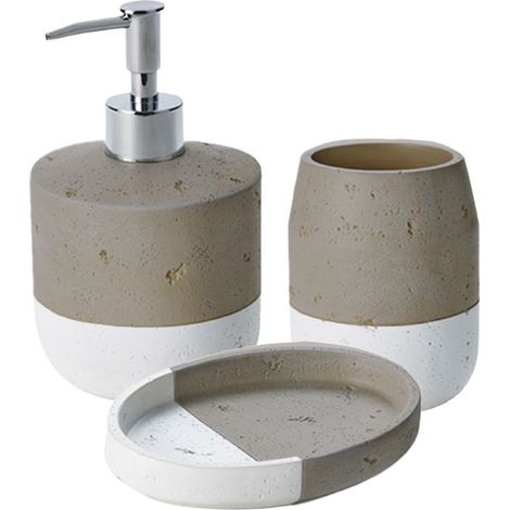 Set salle de bain bicolore 3 pièces céramique