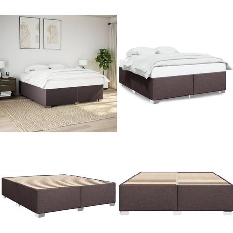 Bettgestell ohne Matratze Dunkelbraun 200x200 cm Stoff - Bettes Gestell - Doppelbett - Massivholzbette - Bettfundamente - Holzbetten - Home & Living (1/5)
