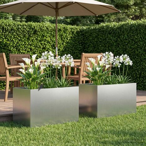 Cache-pot de jardin 2 pc Argenté 50 x 40 x 40 cm (1/5)