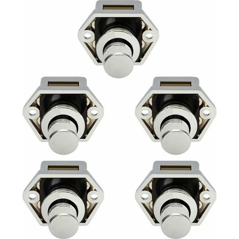 Nazalus-Vente chaude-Serrure de meuble 5 PCS Mini Bouton Poussoir Tiroir Armoire Porte Verrouillage Caravane Camping-Car Bateau Chrome Bouton (1/5)