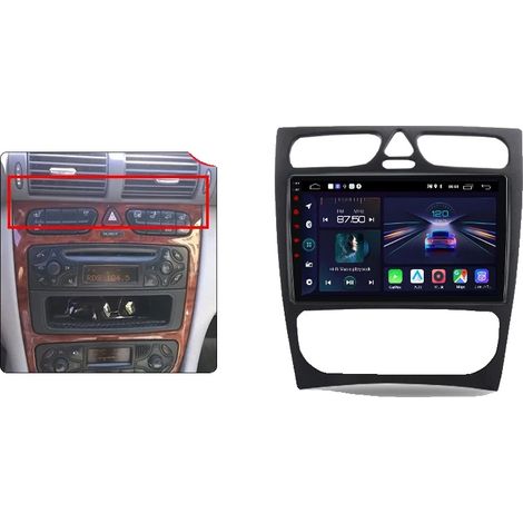 Radio para coche, soporte multimedia, integración de smartphone, compatible con Mercedes Benz Clase C CLK S203 W203 W209 A209 2000-2005, V1 (4GB+64GB)-A (1/2)