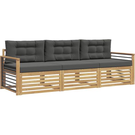 Set di divani da esterno 3 pz Salotto da Giardino Bianco e Antracite Poliestere (1/5)