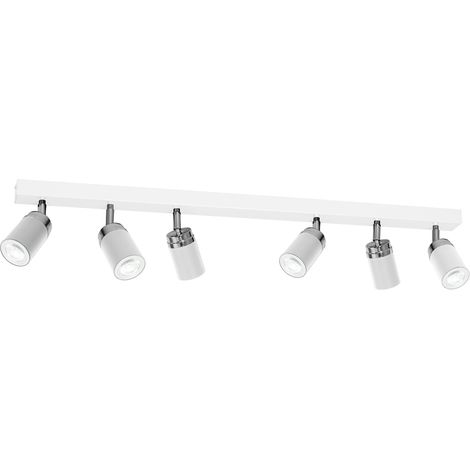 Barre 6 spots orientables GU10 blanc/chrome Reno Luminex