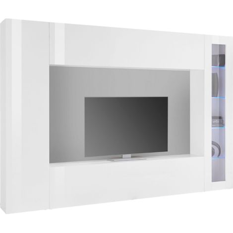 Parete modulable Donatello, 8 étagères, Made in Italy, 30x260x180h cm, blanc brillant (1/5)