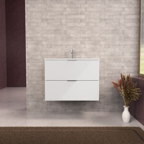 Inda - Mobile bagno L.80 con lavabo opaco / Bianco lucido 2