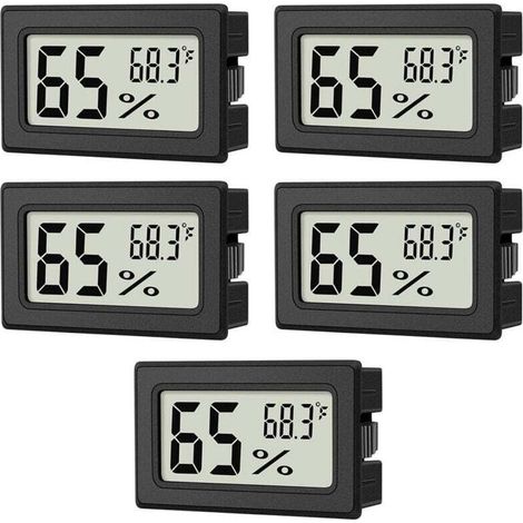 Thermo-hygromètre intérieur, 5 x mini hygromètre intérieur, pour serre, boîte reptile, voiture, maison, bureau. Pratique et polyvalent. (1/4)