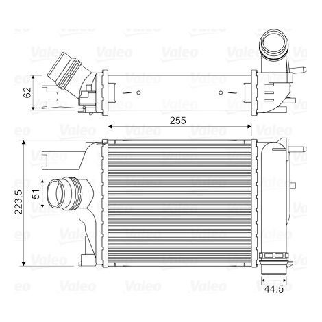 Intercooler, échangeur Valeo 818609 DACIA 144965154R 144966051R 144967634R