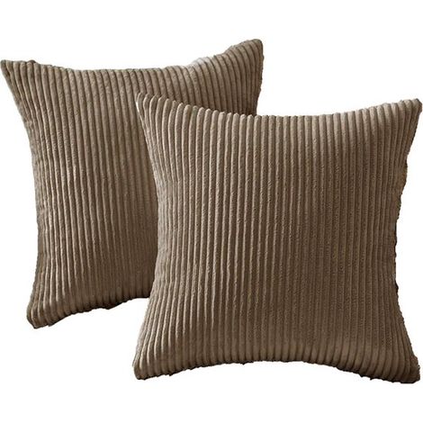 Set di due fodere per cuscini in velluto a coste,45 x 45 cm,Fodera per cuscino da divano,Fodera per cuscino da divano,Grigio chiaro (1/5)
