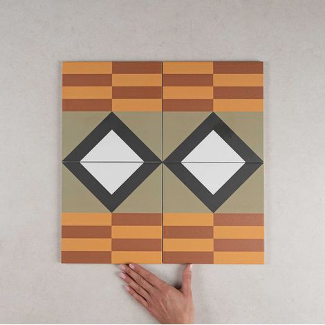 Carrelage grès cérame effet carreau ciment BAUHOME MARK WARM 20x20 cm Marron - Mat - boîte de 1 m2