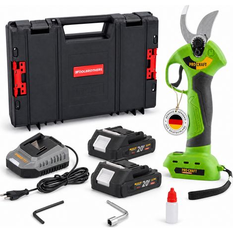 Procraft ES28Li bb Cesoie a batteria Cesoie da giardino 20 V 25 mm + 2x batteria 2,0 Ah + caricabatteria + valigetta porta attrezzi RHINO (1/5)