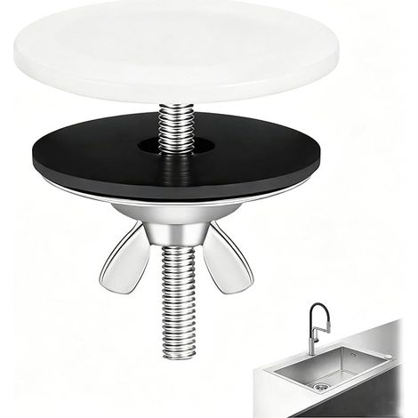 Cache Trou Evier,Bouchon Évier Acier Inoxydable Cache Trou Robinet avec Joint d’Étanchéité Bouchon Lavabo Salle de Bain Obturateur pour Trou d’Evier Cuisine Trop Plein Bouchon Baignoire (1/5)