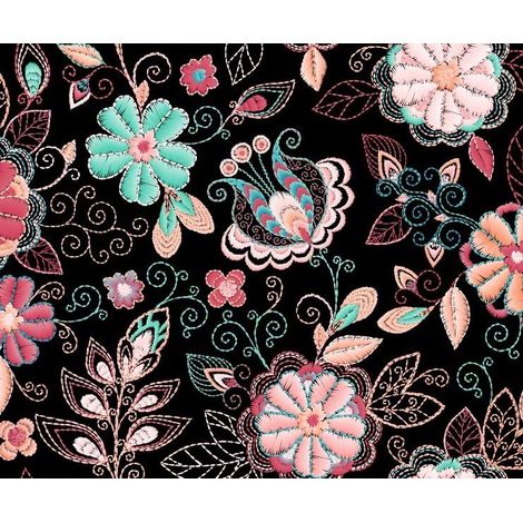 Outdoor dekostoffe oxford - Motiv gestickte Blumen I DR187 (1/5)