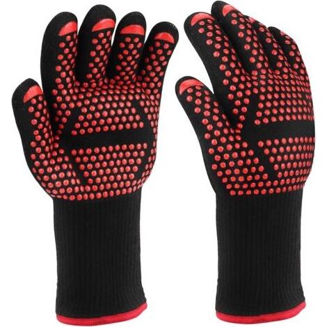 Gants de Barbecue, 1 Paire - Gants de Four Anti-Chaleur Jusqu'à 800°C, Gants de Cuisine Résistant à la Chaleur et Antidérapants Gants Maniques Cuisine pour BBQ Grill Four Cuisine et Cheminée (1/5)