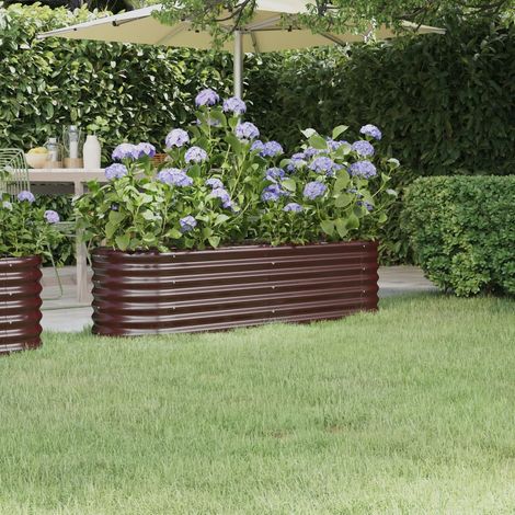 Jardinière - Balconnière à fleurs Acier enduit de poudre 152x40x36 cm Marron BV513220 - BonneVie (1/5)