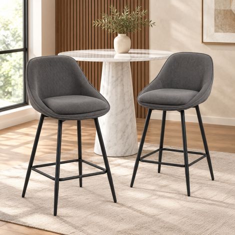 Taburetes de bar giratorios lote de 2, asiento 65 cm, gris, acero DESVIAE (1/5)