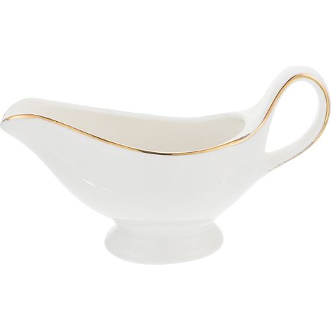 Gravy Boat - Ceramic Sauce Jug - For Home Restaurant Cafe Dessert Shop - 15.5 x 9 x 5 cm - White - 1 Piece (1/5)