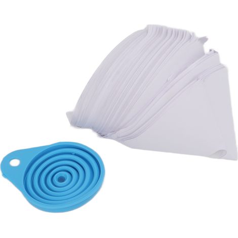 Lot de 101 Filtres à Peinture 150um avec Entonnoir Silicone Pliable, Maille Nylon Douce Non Toxique (1/5)