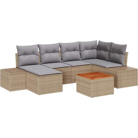 Maison Exclusive - Garten-Sofa-Set 7 pcs Beige und Hellgrau
