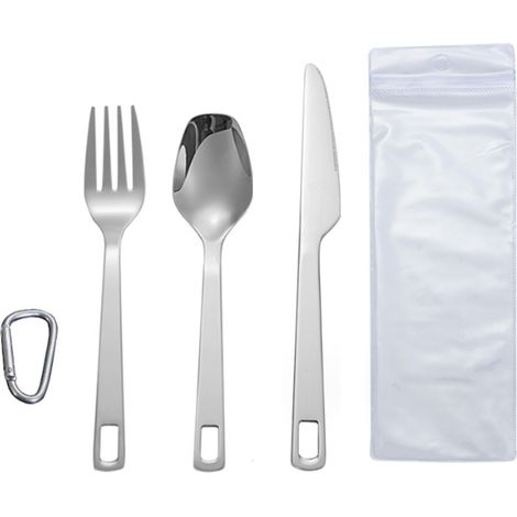 Couteau Fourchette Cuillère En Titane - Set De Couverts Légers Pour Randonnée Camping Pique-Nique Voyage - 3 Pièces (1/5)