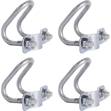 4 Pack Zinc Galvanized Cross Hose Clamps for 32" x 20" Tubes, U-Shaped Pipe Brackets, Supports Max Diameter Pipes for Garden Fittings, Greenhouse, Room (1/5)