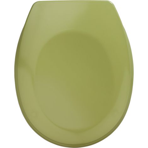 WENKO WC-Sitz Bergamo Moosgrün, aus antibakteriellem Duroplast, Grün, Duroplast moosgrün , Edelstahl rostfrei silber matt (1/8)