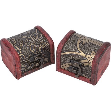 2 Pièces Mini Boîte de Rangement Vintage pour Bijoux Délicats en Bois Artisanal (1/5)