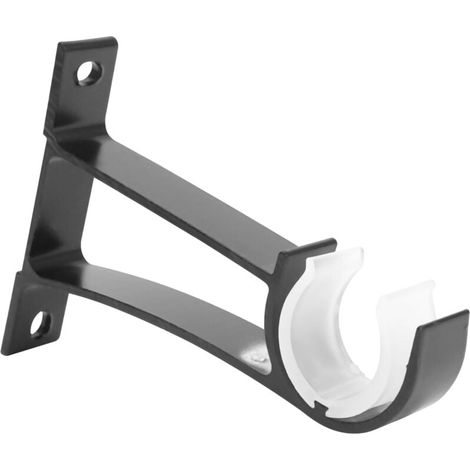 Set di 4 semplici supporti per aste per tende in lega di alluminio (neri) (1/4)