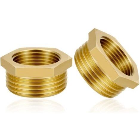 2 Stück Messing-Reduzierstück-Adapter, 1/2 Zoll Innengewinde auf 3/4 Zoll Außengewinde, Messing-Innensechskant-Reduzierstück, Innengewinde-Reduzierstück, für Rohrumwandlung (1/5)