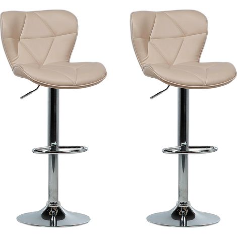 Conjunto de taburetes de bar en piel sintética beige giratorio altura ajustable estilo moderno Valetta (1/5)