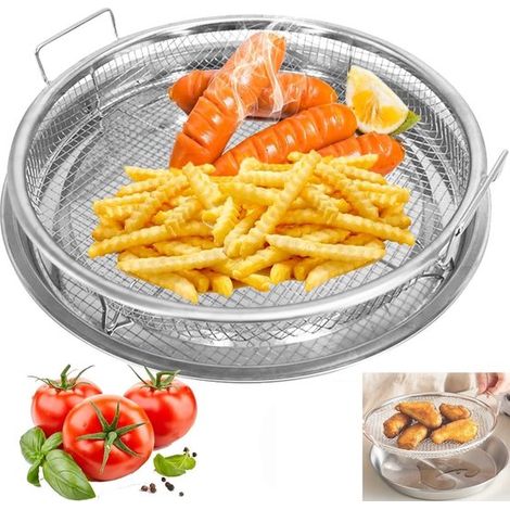 Cestello per friggitrice ad aria - set da 2 pezzi - 26 cm - vassoio raccogli-olio - teglia da forno - adatto per forni a convezione e friggitrici ad aria (1/4)