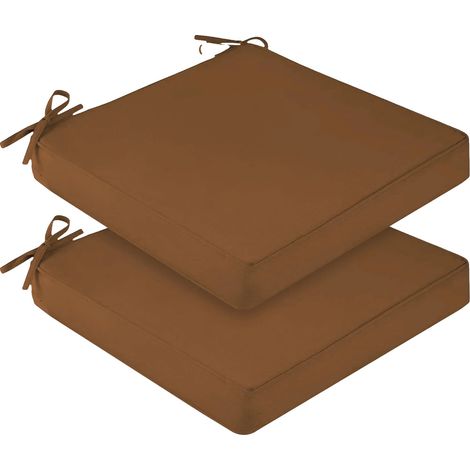 Coussins de siège d'extérieur, imperméables, en mousse haute densité, Café, 48x48x10cm-19x19x4in (1/2)