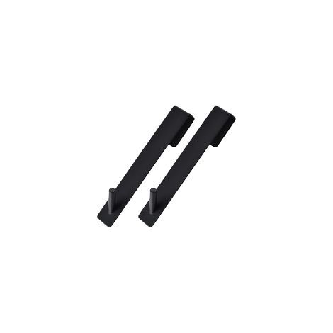 TAISHENGDA Lot de 2 Crochets Métalliques Doubles pour Porte en Verre, Acier Inoxydable Noir, Installation Sans Perçage, Support pour Serviettes et Vêtements, 12,5 x 2,5 cm