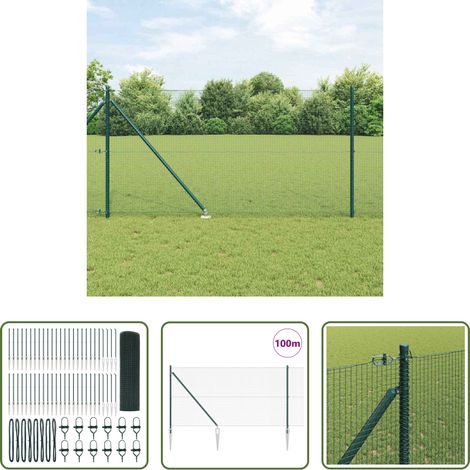 Poteau de clôture - Poteau de clôture. Vert 100 x 1 m (maille de 16 x 16 mm) (1/5)