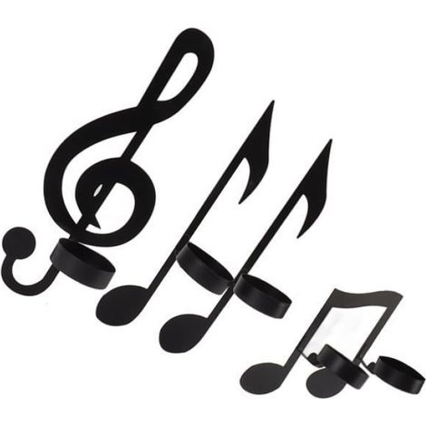 Zerone porte-bougie note de musique Applique Murale Noire de Note de Musique, Décor de Mur D'appliques de Bougie, luminaire bougie (1/4)