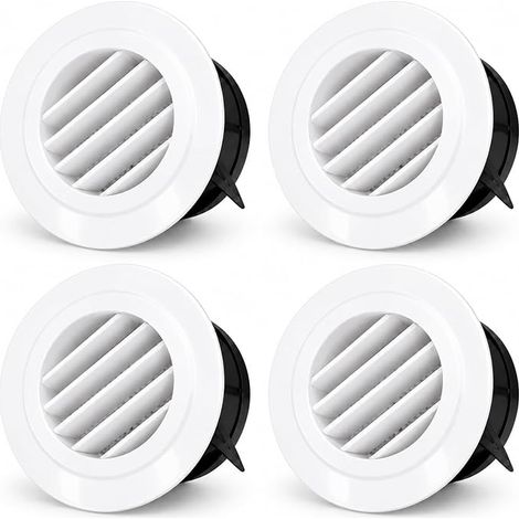 4-teiliges Lüftungsgitter-Set, 100 mm Lüftungsöffnung, rundes Lüftungsgitter, Insektenschutzgitter für den Außenbereich, weiß (1/5)