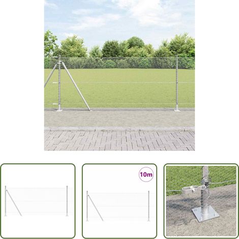 Außenzaun - Zaunpfosten Silber 10 x 1 m (13 mm Maschen) Stahl (1/5)