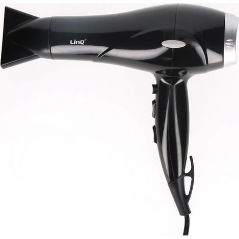 Sèche-cheveux professionnel - LINQ - 2600W - Noir-Argent - 2 vitesses - Embout amovible (1/4)