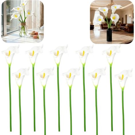 10 Arums artificiels Faux arums Pour fêtes, bouquets, arrangements floraux, décoration intérieure (35 cm Blanc) (1/5)