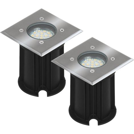 2er-Set LED-Bodeneinbaustrahler Outdoor, eckig, befahrbar, max 800 kg Last, IP65 (1/4)