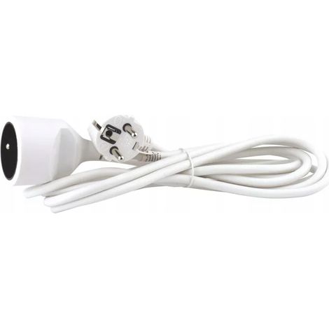Rallonge 1 prise avec/sans 5 m /H05VV-F 3x1/ blanche P0115