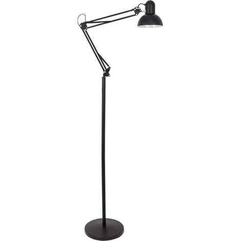 Flexo De Pie Articulable Rutilo 1xe27 Negro Mate 180x28x28 Cm