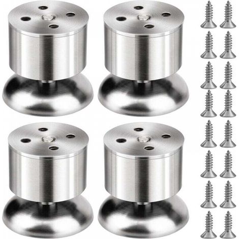 4 pièces pieds d'armoire en acier inoxydable, pieds de meubles de cuisine réglables avec vis (hauteur réglable de 0 à 10 mm) (1/5)