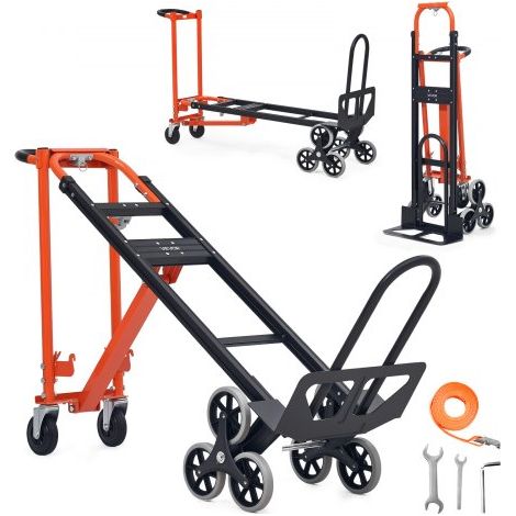 Carro de Escaleras Carga Máxima de 350 kg, Carretilla de Mano Plegable para Subir Escaleras con Asa y Ruedas, para Transporte, Almacén, Aeropuerto, Centro Comercial, Mudanzas, Oficina (1/5)