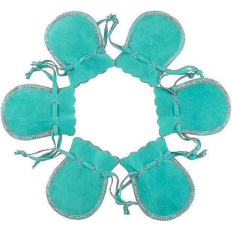 Lot de 6 pochettes à bijoux en forme de gourde, en flanelle, avec cordon de serrage, pour bagues, boucles d'oreilles, bonbons et cadeaux. Couleur aléatoire (7 x 9 cm, bleu lac). (1/4)